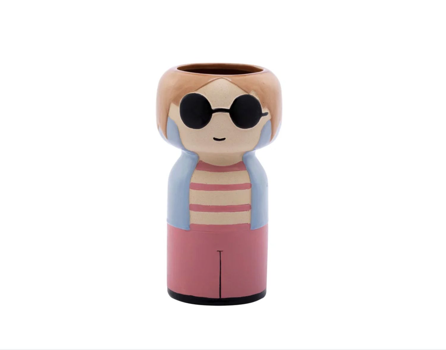 6.25”H X 2.5” SUNGLASS CERAMIC LADY PLANTER
