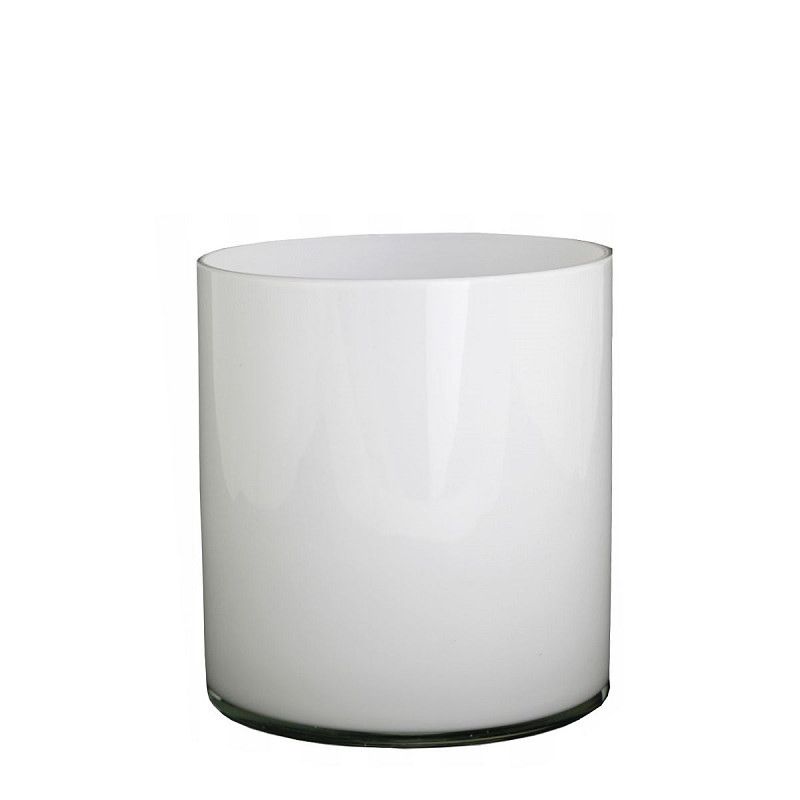 PREMIUM WHITE GLASS LAYERED CYLINDER VASES, Size: 5" X 5"