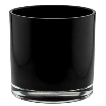 PREMIUM BLACK GLASS LAYERED CYLINDER VASES, Size: 5" X 5" (SKU-U9372)