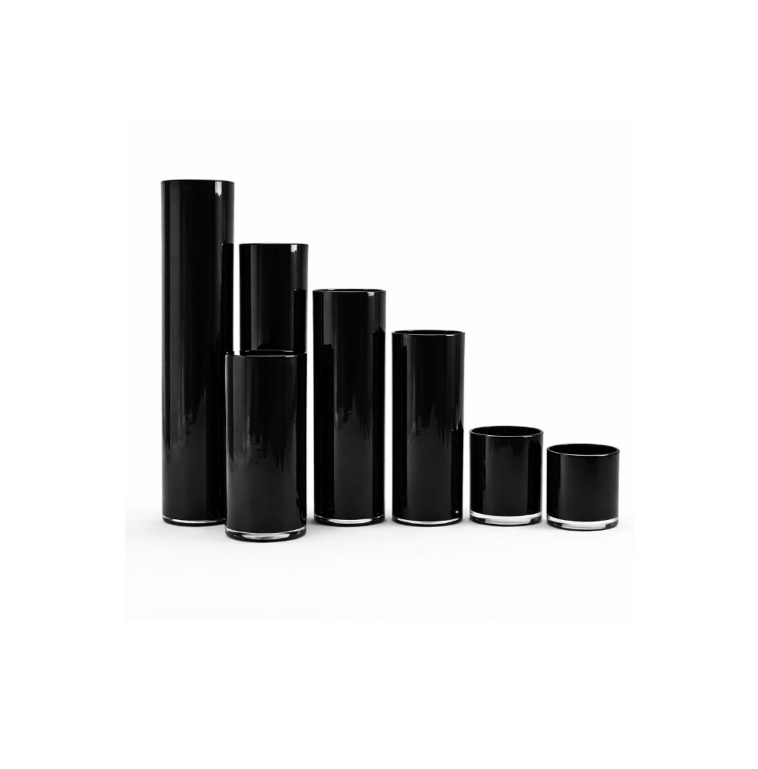 PREMIUM BLACK GLASS LAYERED CYLINDER VASES