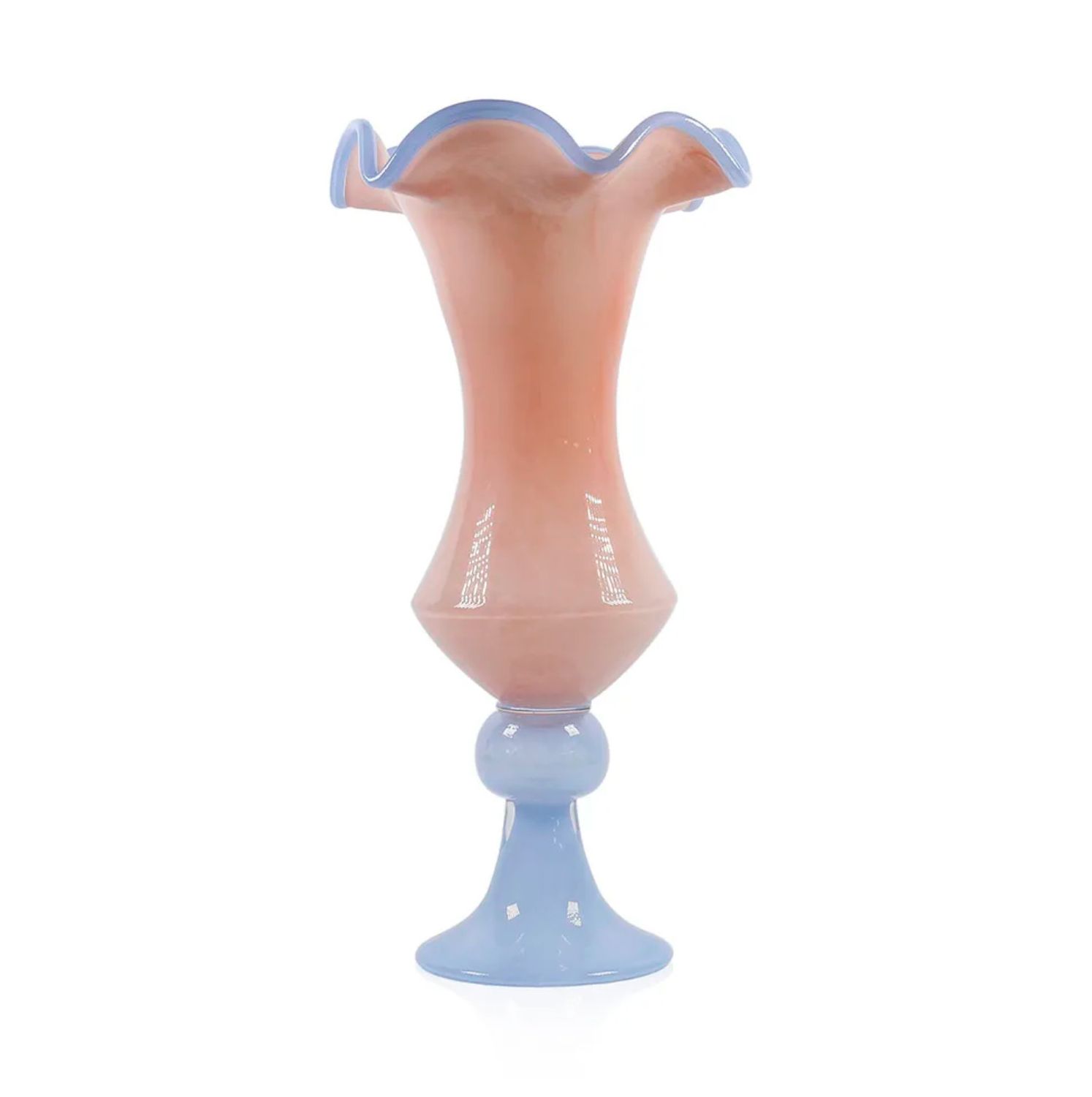 16”H X 7.5” LILLY BLOOM PINK GLASS PEDESTAL