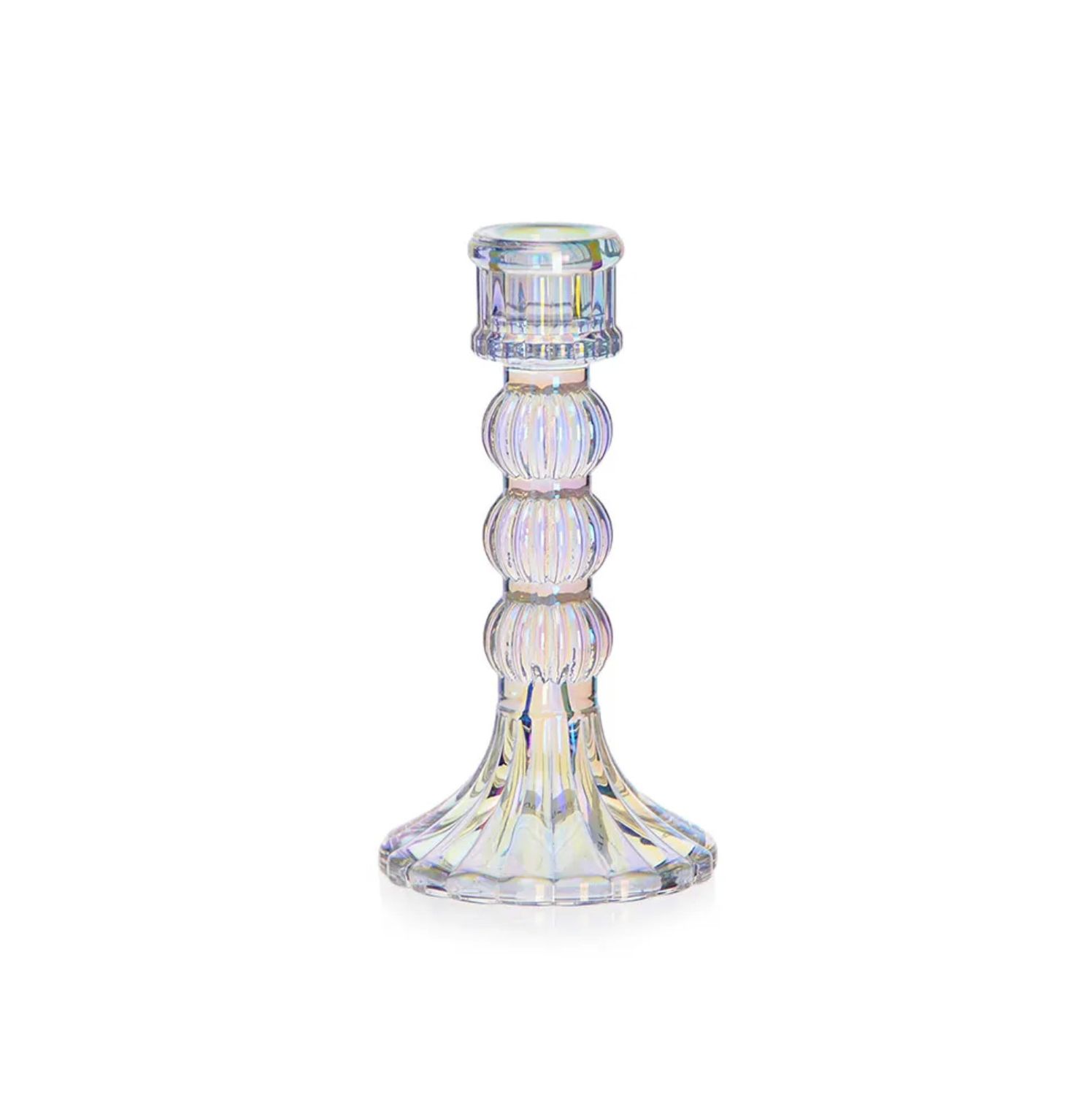 6”H X 4” IRDESCENT TAPER CANDLE HOLDER