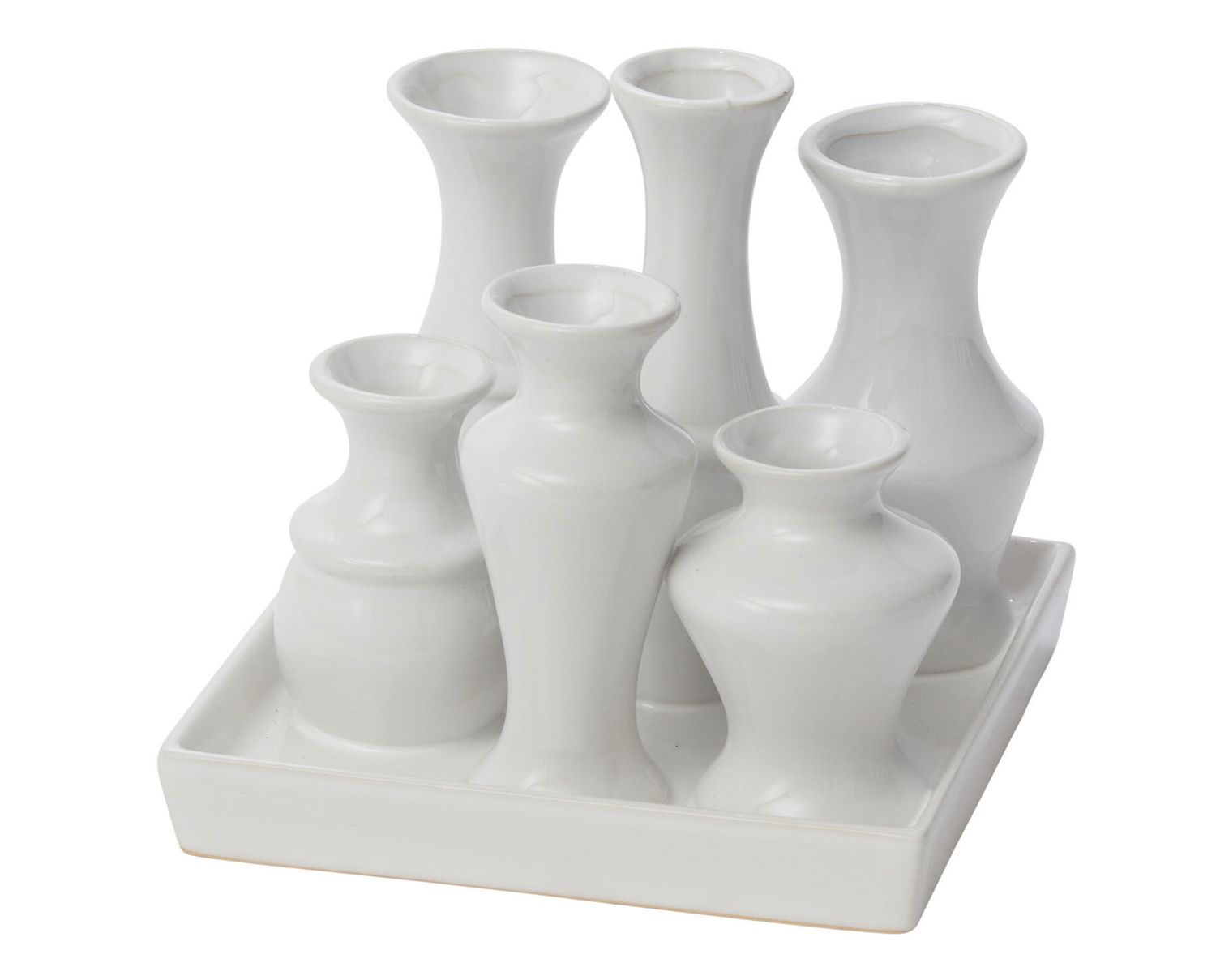 WHITE CERAMIC CHIC BUDVASE, Size: 5.5"H X 6.25" (sku-94301)