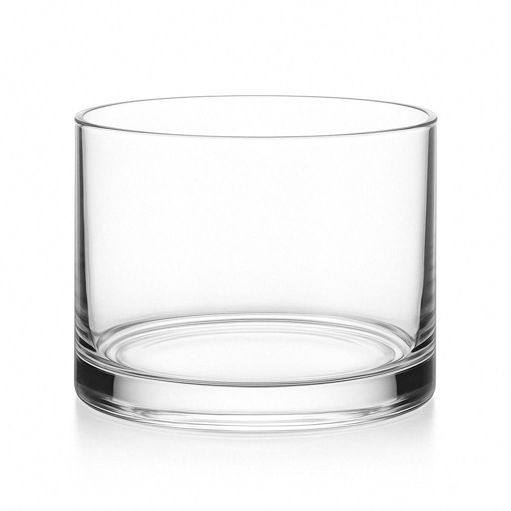 LOW WIDE BOWL CLEAR GLASS CYLINDERS, Size: 4"H X 6"
