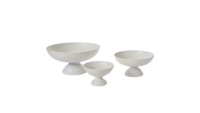 WHITE METAL OSCAR COMPOTE BOWL VASE