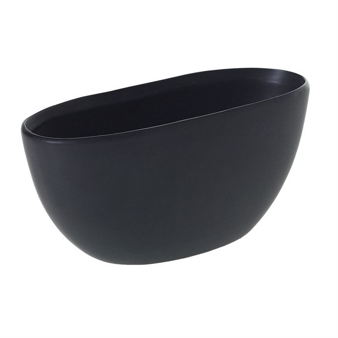 CERAMIC MATTE BOAT VASE, Color: BLACK, Size: 4"H X 4.5"H X 8.75"L (SKU-97540)