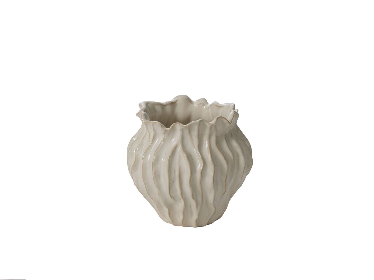 OFF WHITE CERAMIC BRYNN VASE, Size: 6"H X 6.5" (SKU-98855)