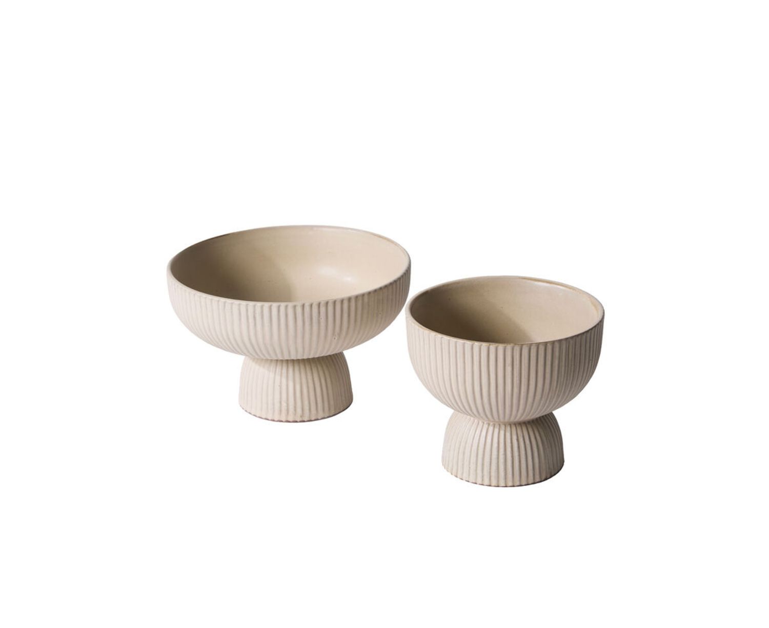 TAN CERAMIC RIBBED THORN COMPOTE