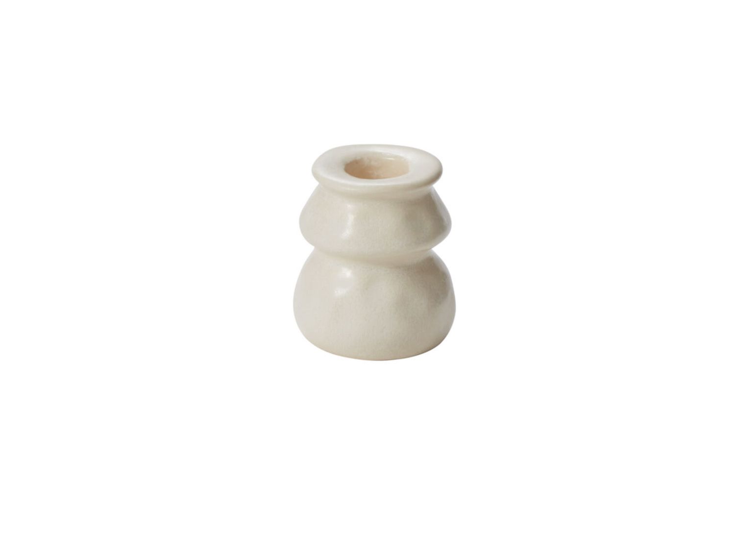 OFF WHITE CERAMIC LYAM CANDLEHOLDER, Size: 2.75"H X 2.25" (SKU-51545)