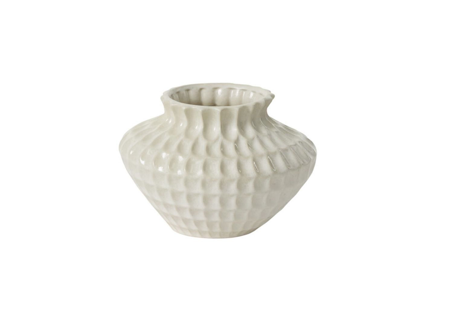 OFF WHITE CERAMIC ILARIA VASE, Size: 8.25"H X 10.5" X 12.25" (SKU-52565)