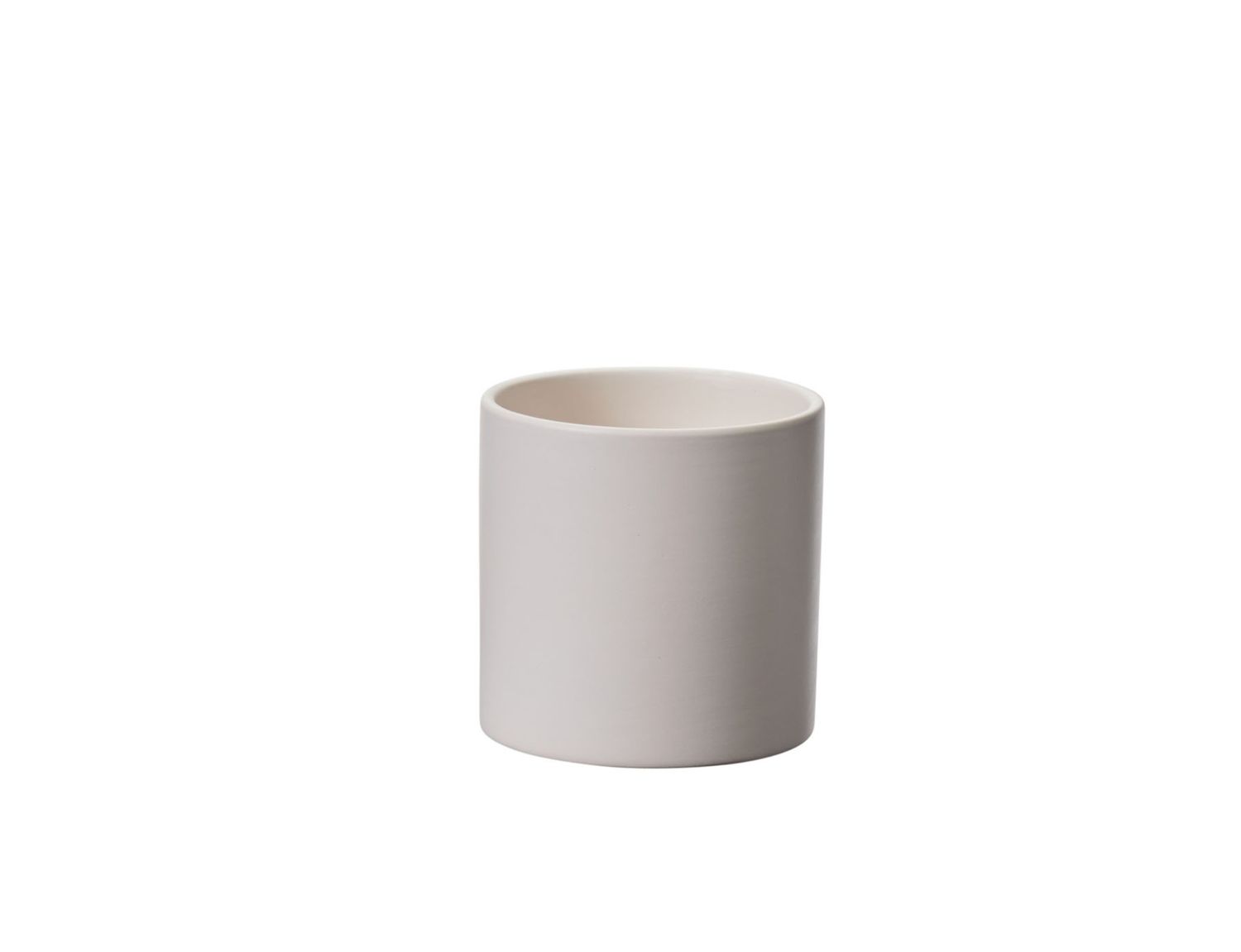 4.25” x 4.25” MATTE WHITE CERAMIC CERCLE POT  (AD)
