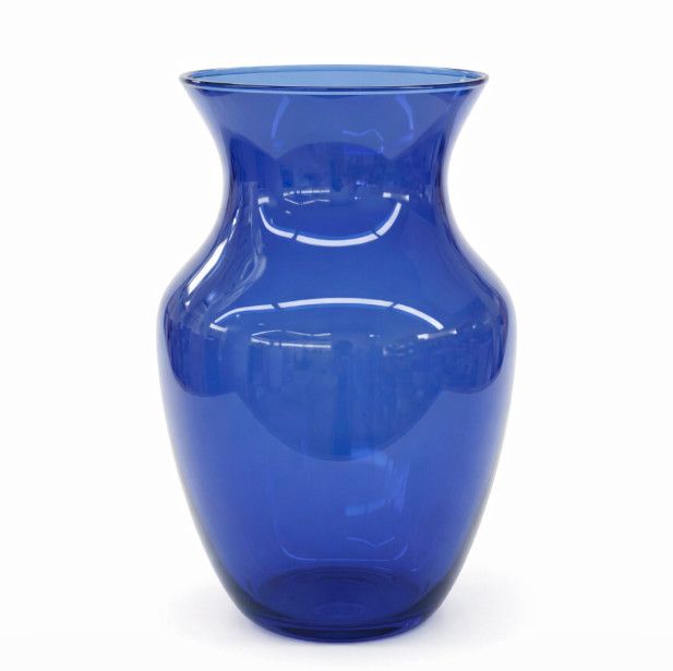 8"h x 4.75" GLASS ROSE VASE, Color: BLUE
