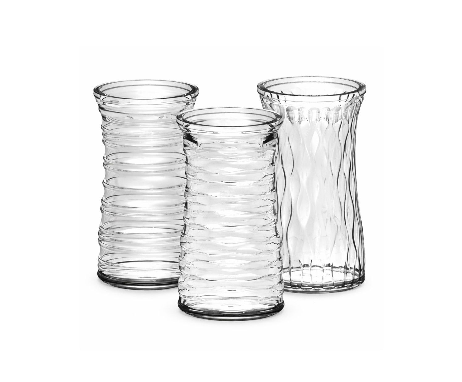 9.75" X 4.75" ASSORTED ROSE VASE (PRICE PER EACH, BOX HAS ASST), Color: CLEAR (SKU-QW973)