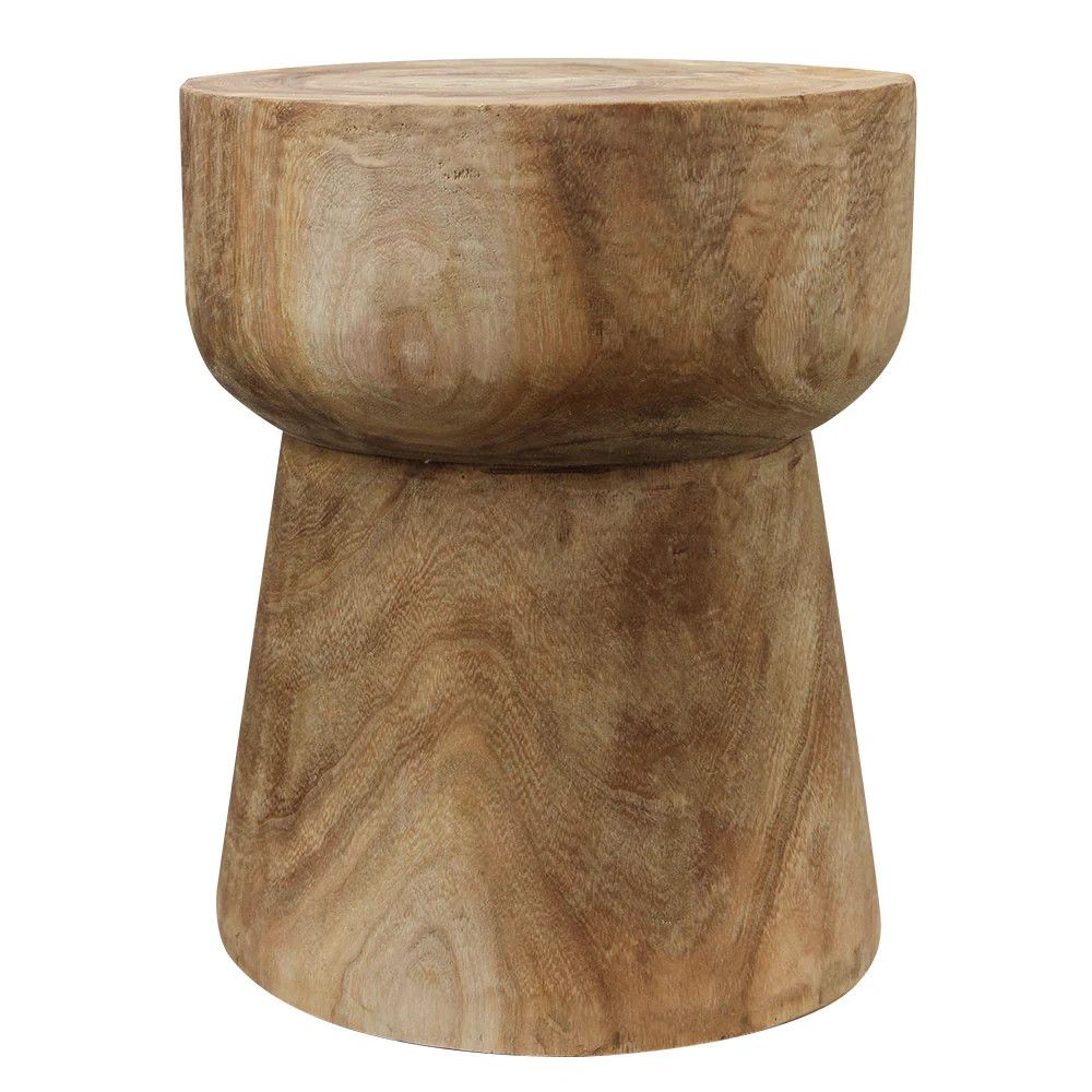 18"h x 15" Solid Round Wood Stool Side Table