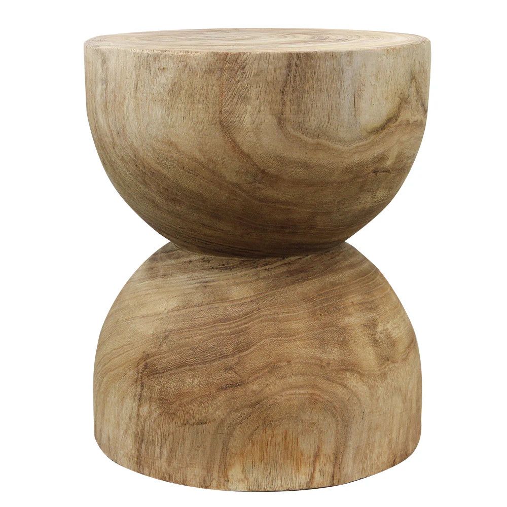 18"h x 15" Hourglass Solid Wood Stool Side Table Pedestal