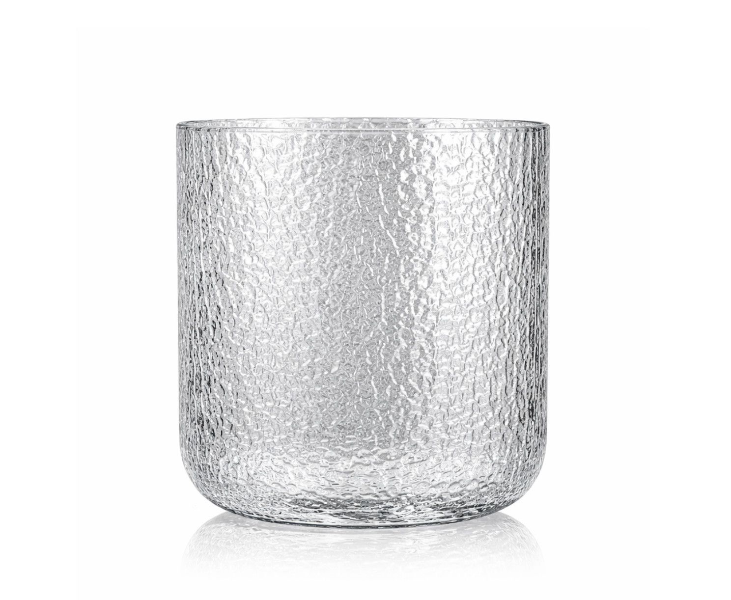 11.75”H X 12.25”L X 5”W CLEAR OVAL SCRATCH ETCH GLASS