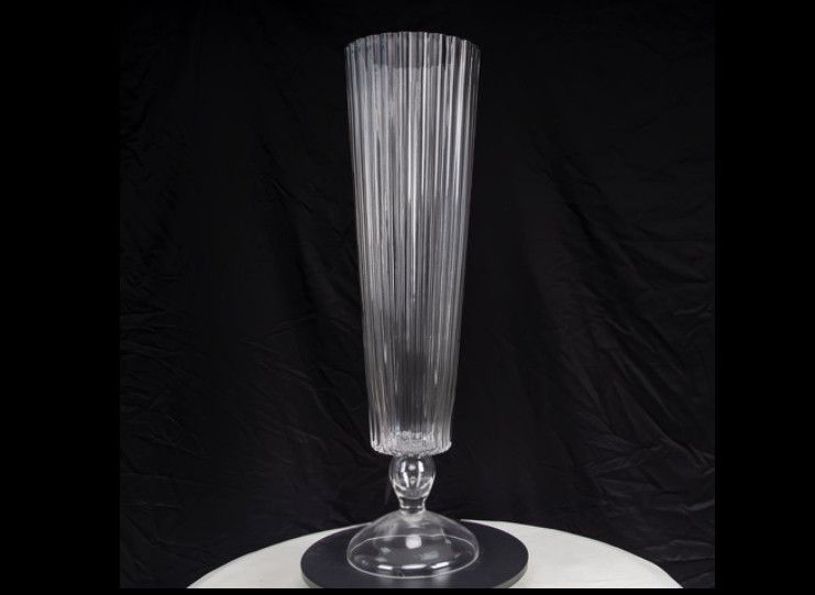 35”H X 8” GLASS FLUTED BESPOKE LIKE TRUMPET VASE
