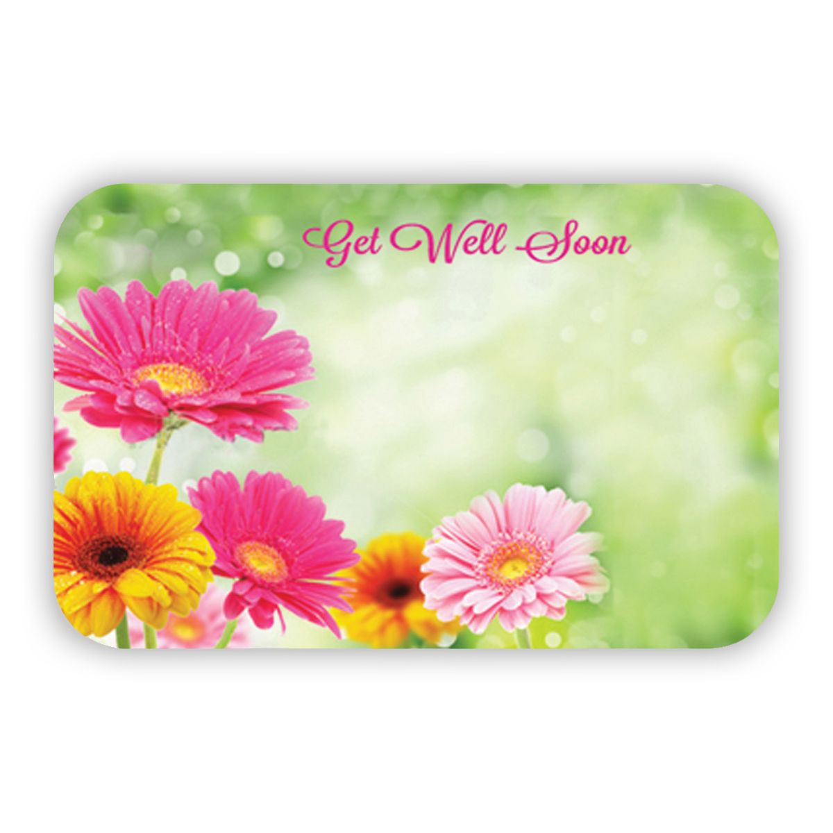 GET WELL CAPRI CARD, GREEN BACKGROUND, GERBERA