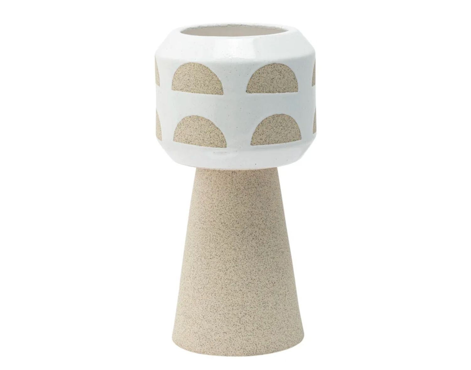 4.5"L X 4.5"W X 5.25"H, 14" OVERALLLARGE SEMI CIRCLE WHITE/BG PEDESTAL