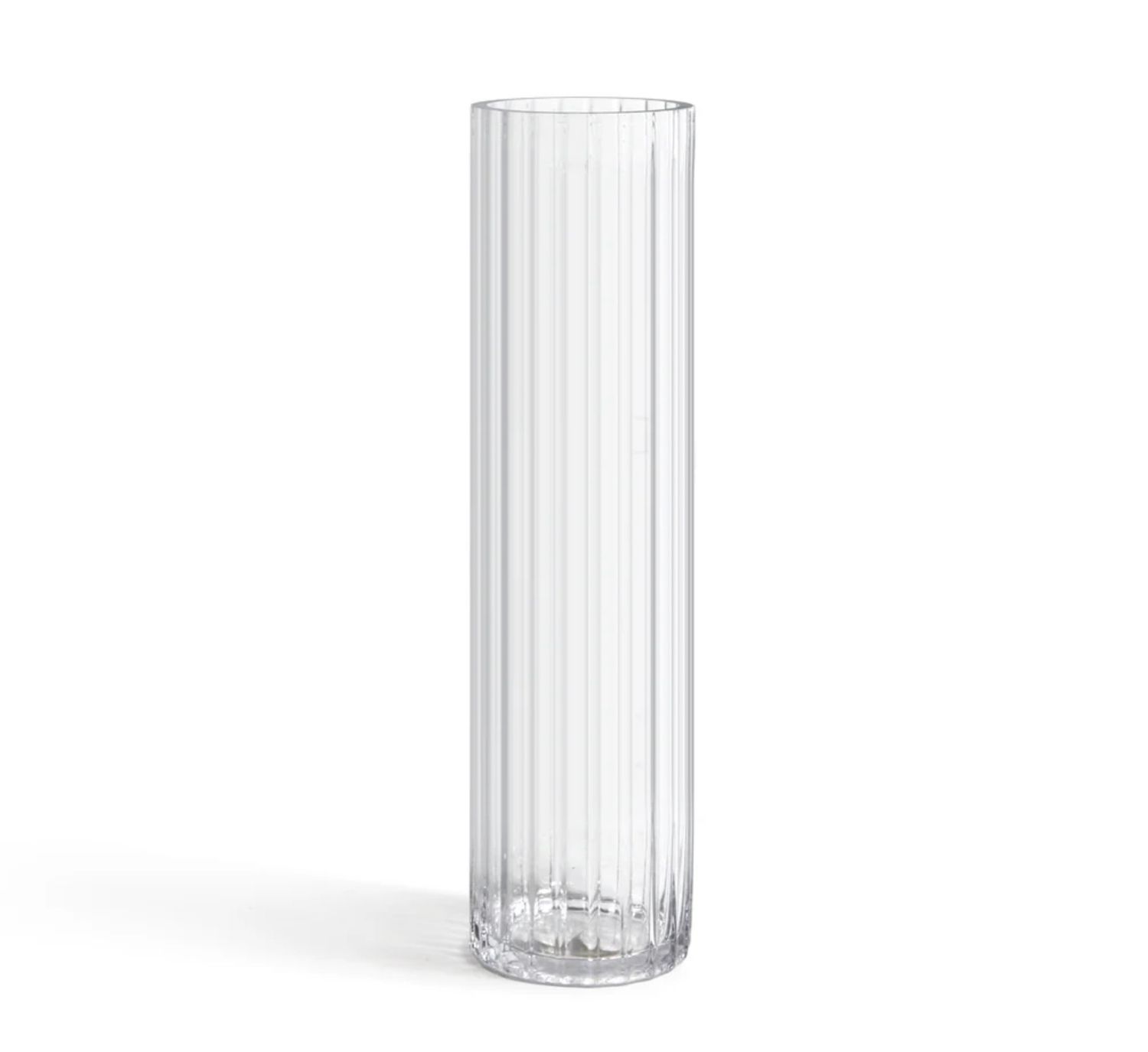 20"H X 5" GLASS PLEATED CYLINDER VASE