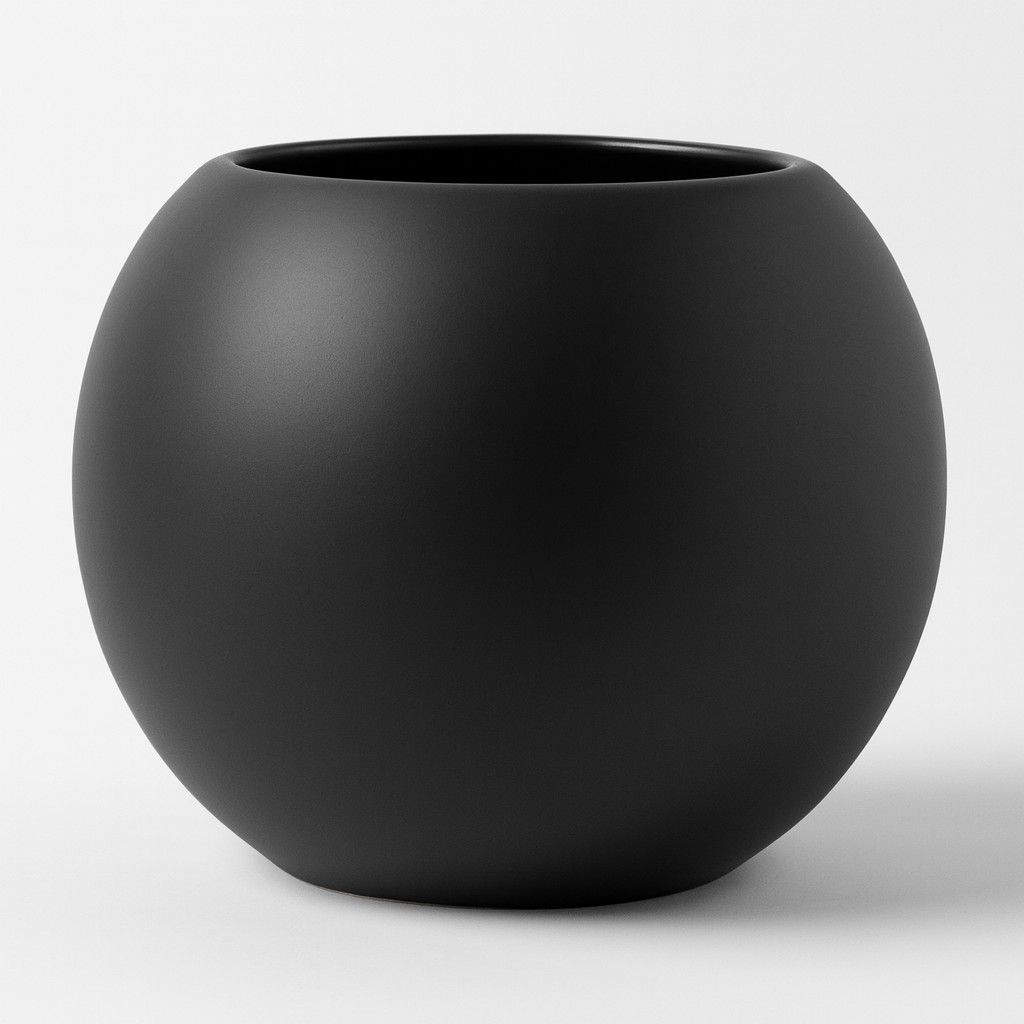 MATTE BLACK CERAMIC BUBBLE/FISH BOWL, Size: 6"H X 6.5" (OPEN 4") SKU C3923 PK12)