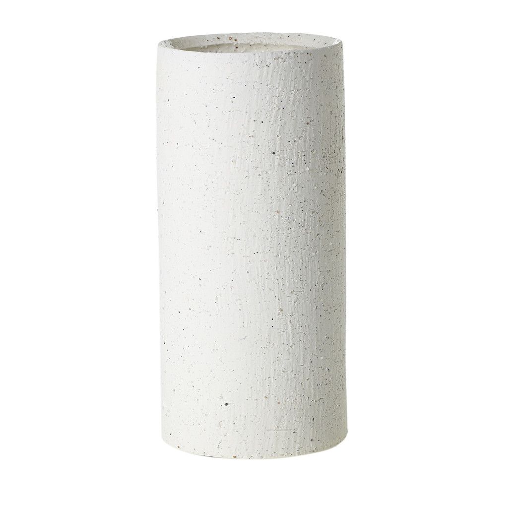 3.75” x 8”H OFF WHITE TOBAGO CERAMIC CYLINDER (AD)