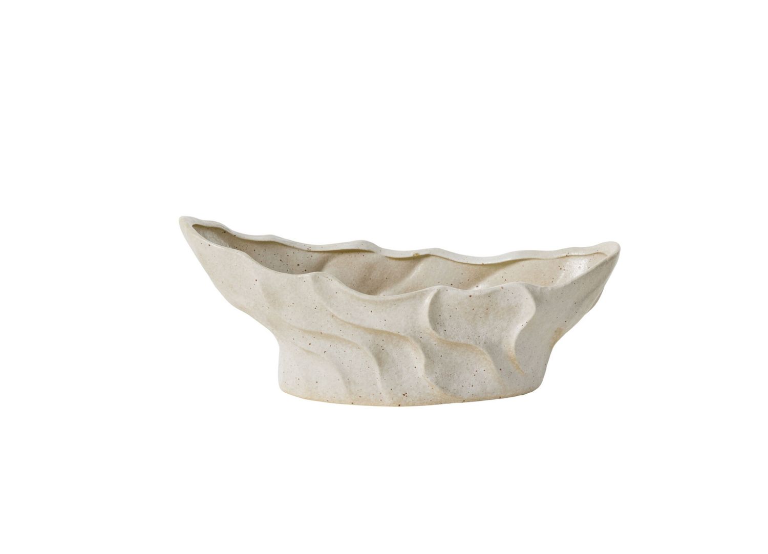 6.75”H X 7” X 16.25”L IVORY OFF WHITE CERAMIC TULLIA BOAT