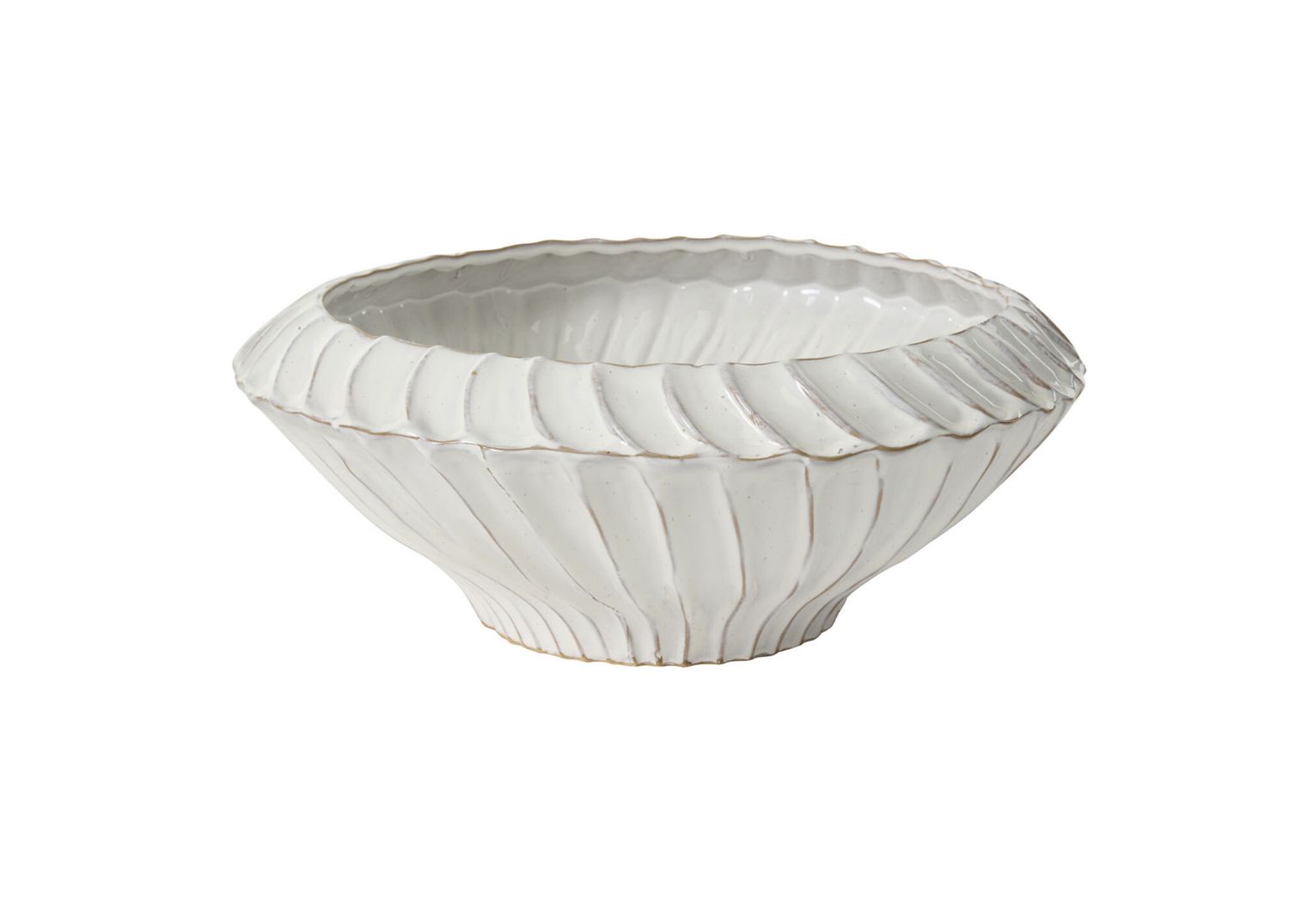 6.75”H X 21” WHITE CERAMIC CALIZA BOWL