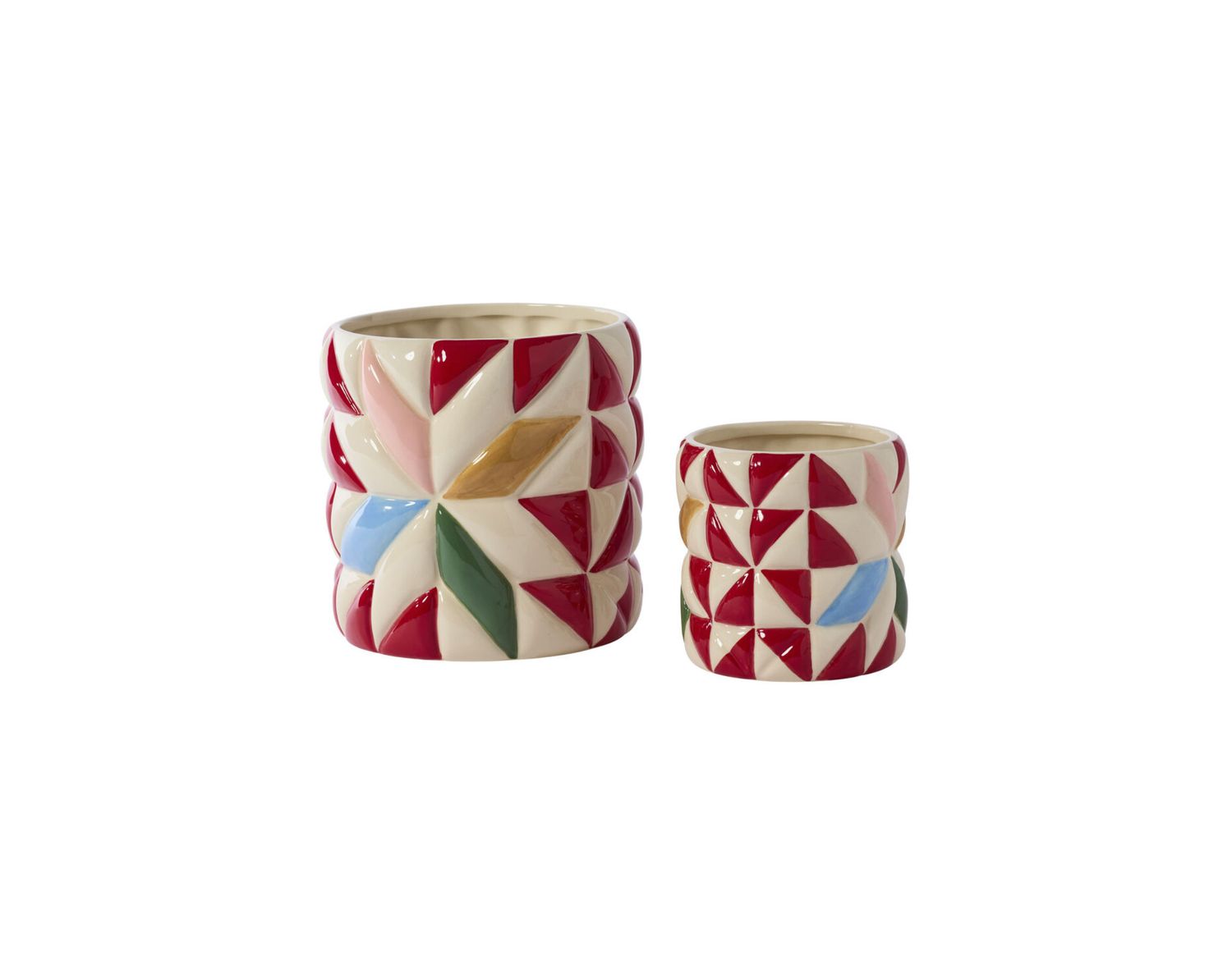 MULITCOLOR CERAMIC COZY QUILT POT VASE