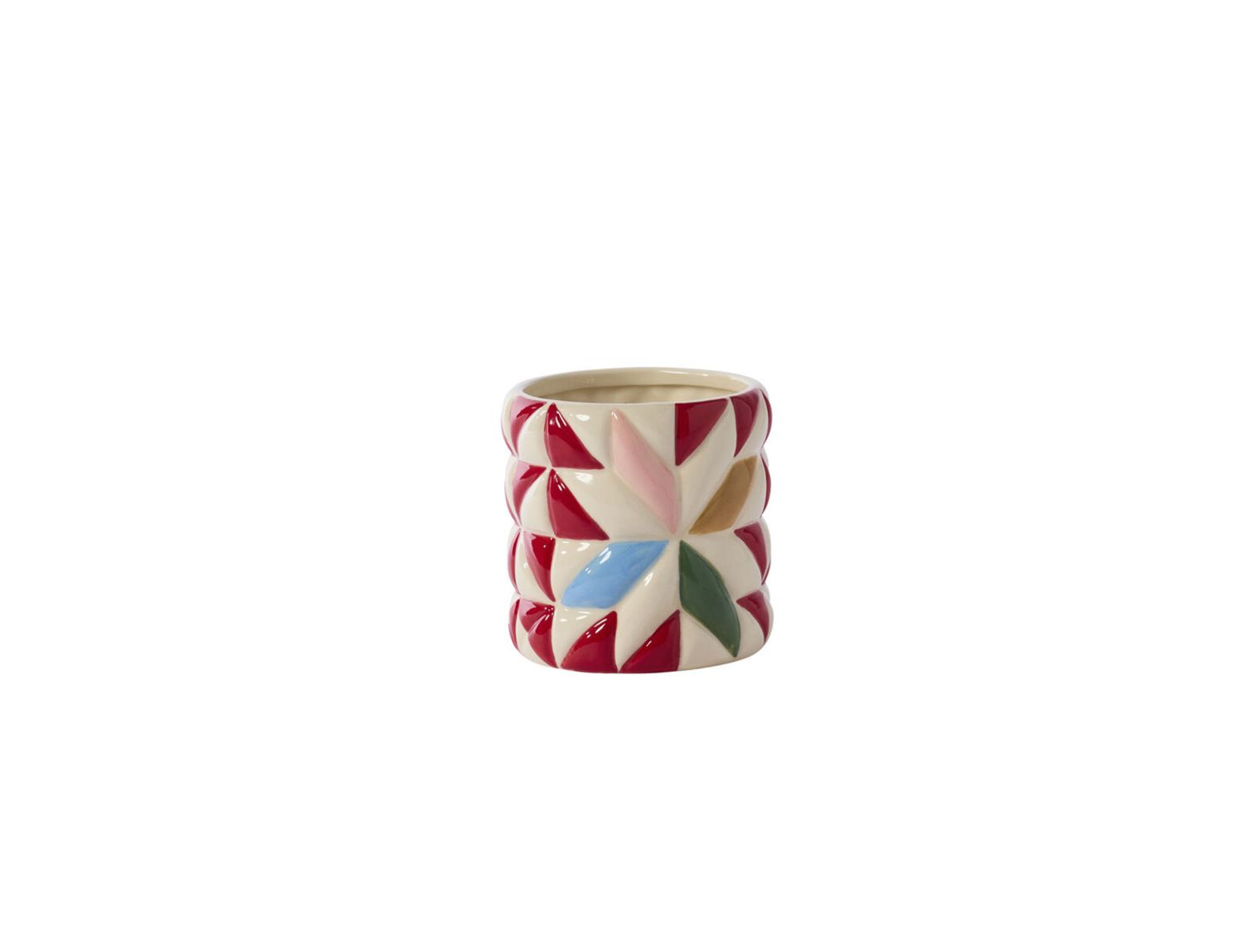 MULITCOLOR CERAMIC COZY QUILT POT VASE, Size: 5" X 5" SKU 50500.99 (PK18)