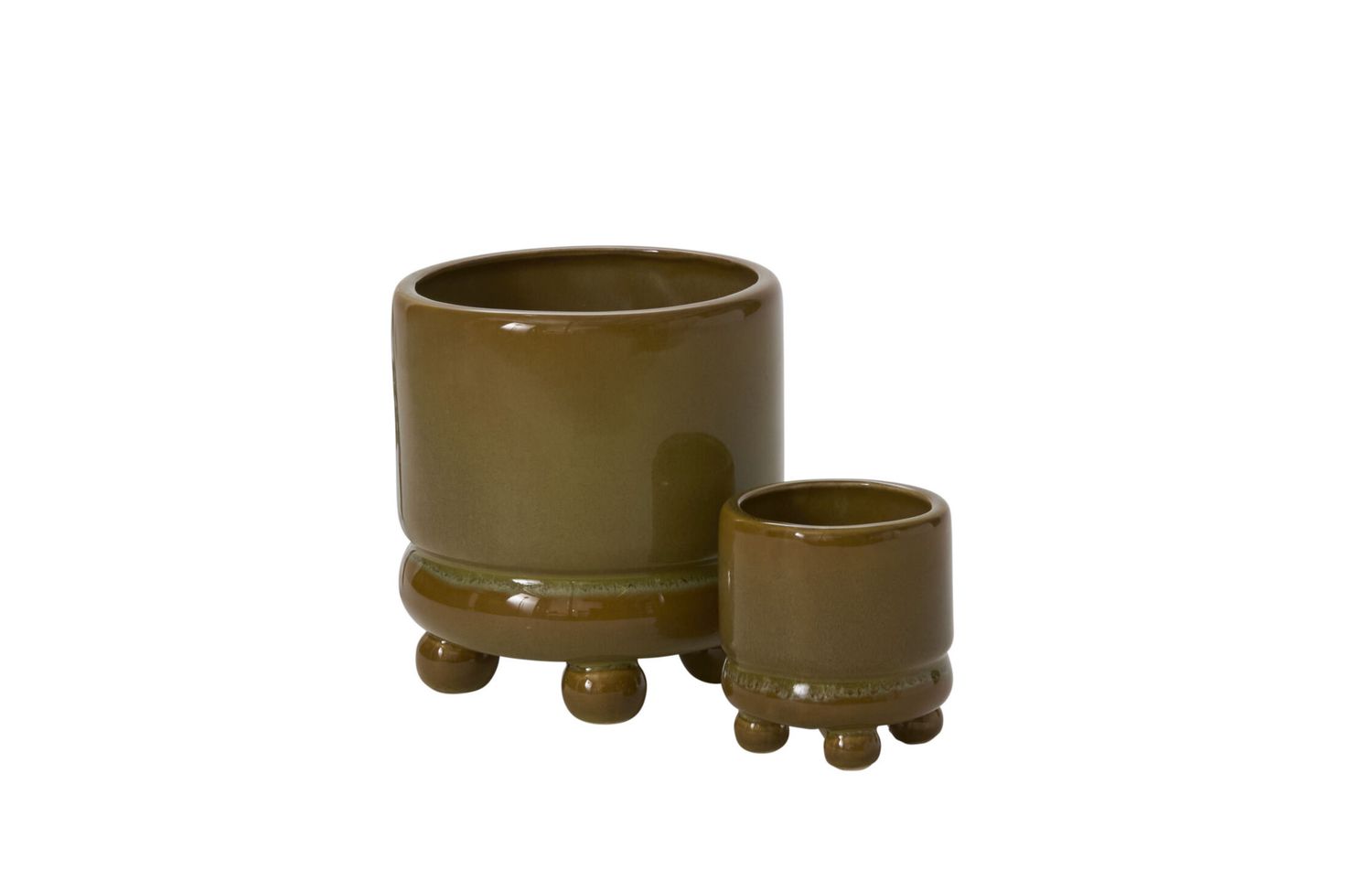 DARK GREEN CERAMIC FERRIS FOOTED POT VASE