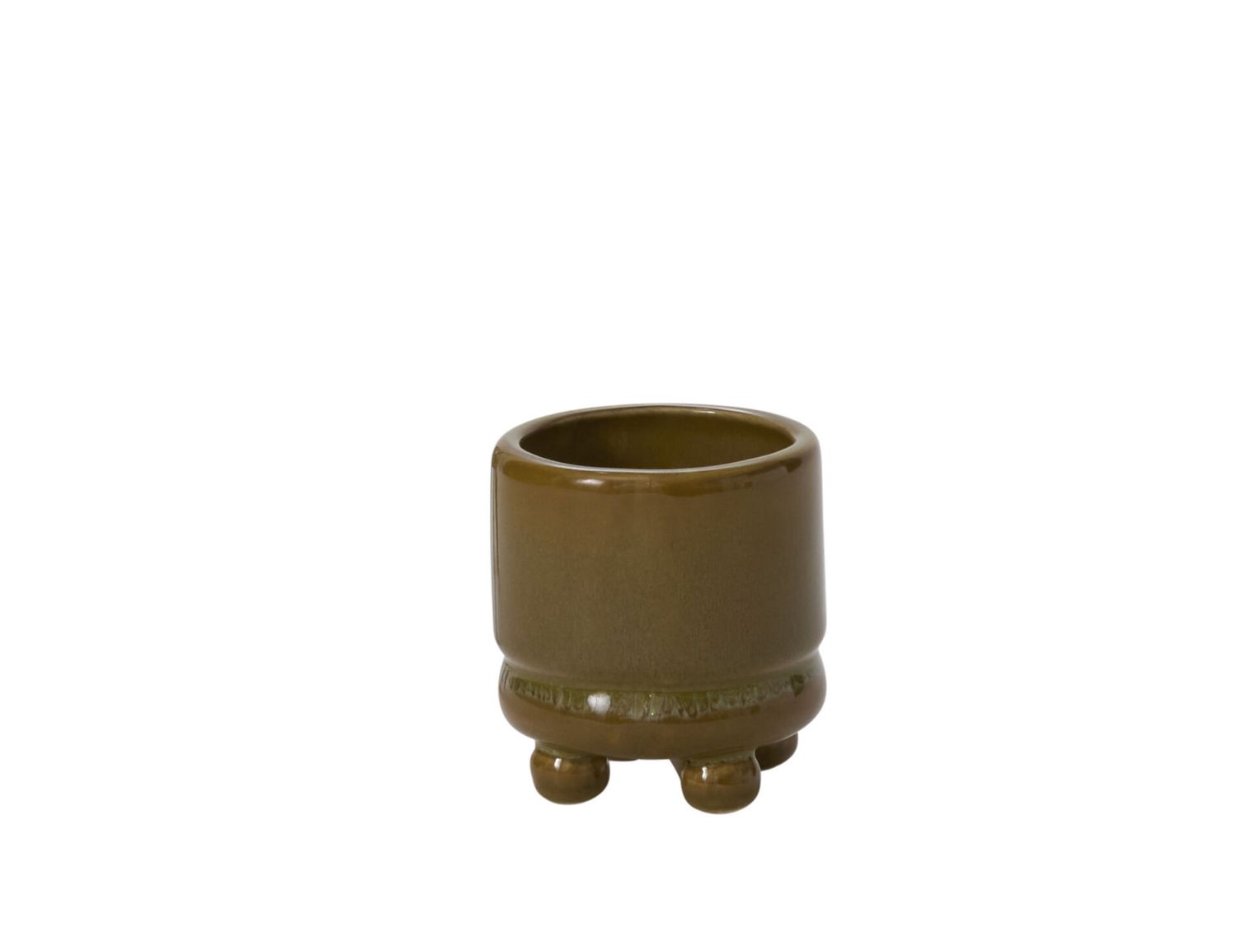 DARK GREEN CERAMIC FERRIS FOOTED POT VASE, Size: 3.25"H X 3" SKU 98825 (PK64)
