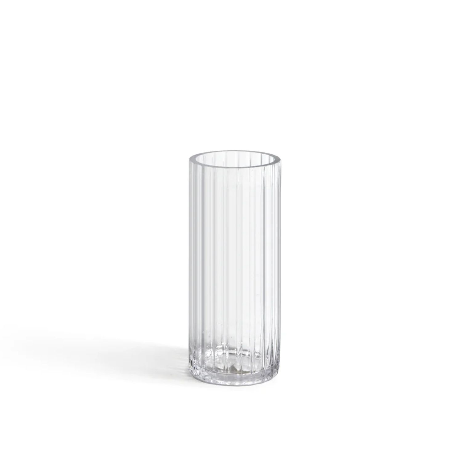 12"H X 5" GLASS PLEATED CYLINDER VASE