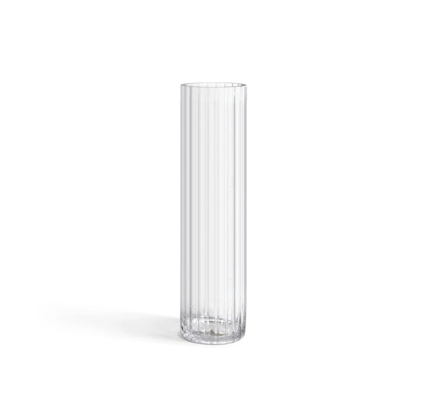 12"H X 5" GLASS PLEATED CYLINDER VASE