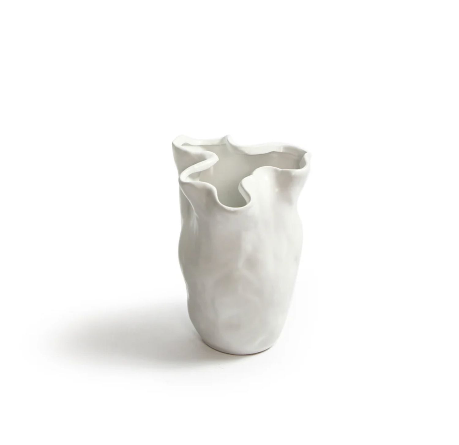 WHITE CERAMIC ORGANIC CURVED VASE, Size: 8.5"H X 6.5" SKU-CCE36 (PK6)