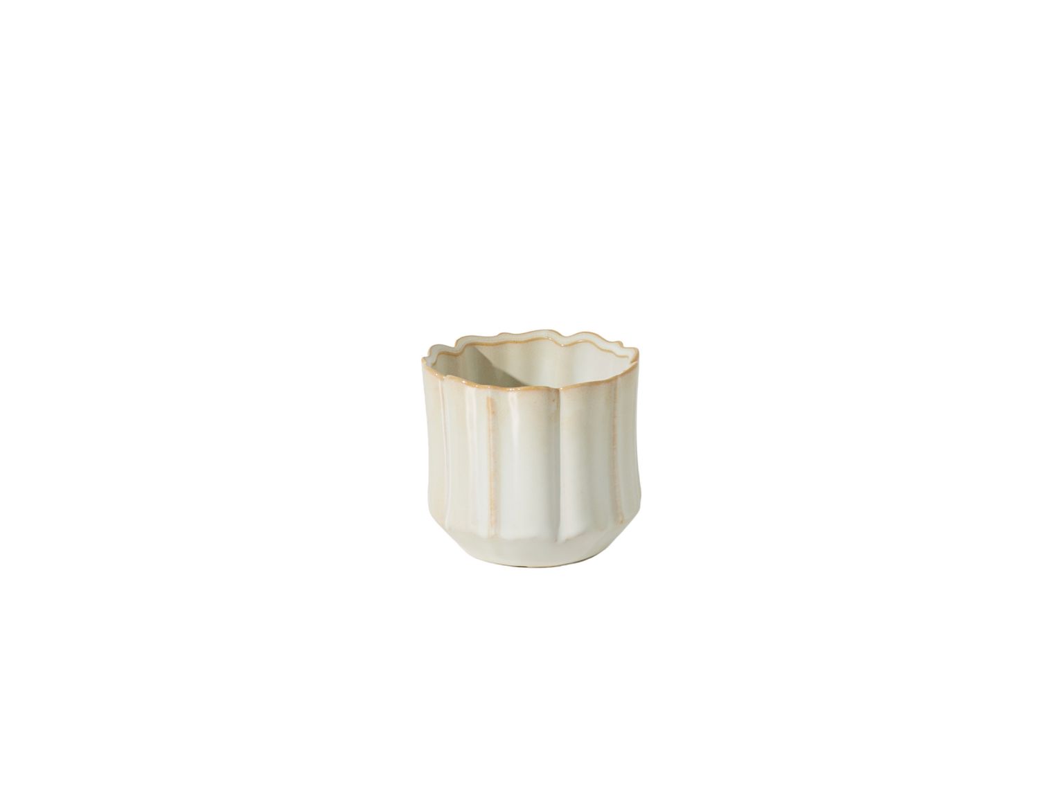 OFF WHITE CERAMIC EVERLEAF POT VASE, Size: 3"H X 3.25" SKU10105 (PK48)