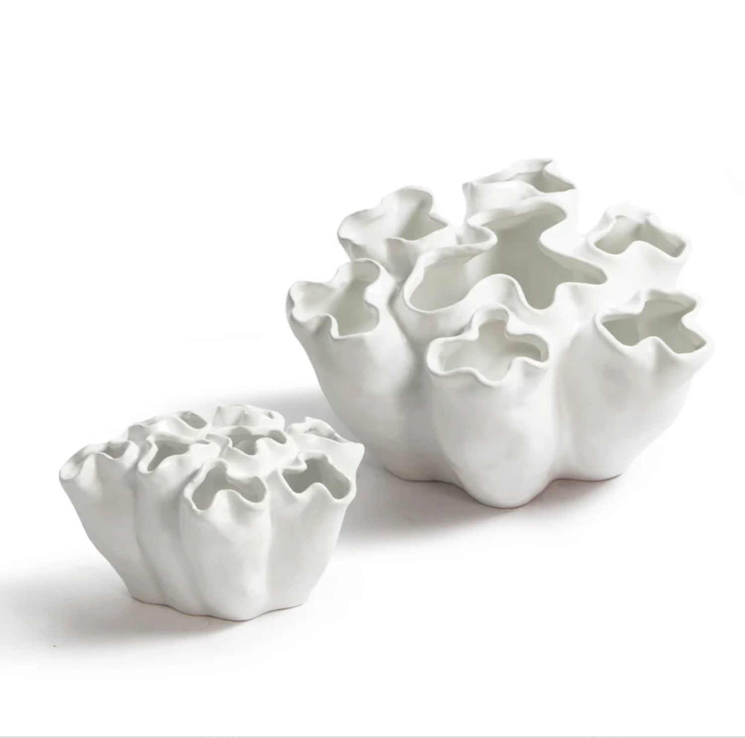 WHITE CERAMIC BLOSSOM CLUSTER VASE
