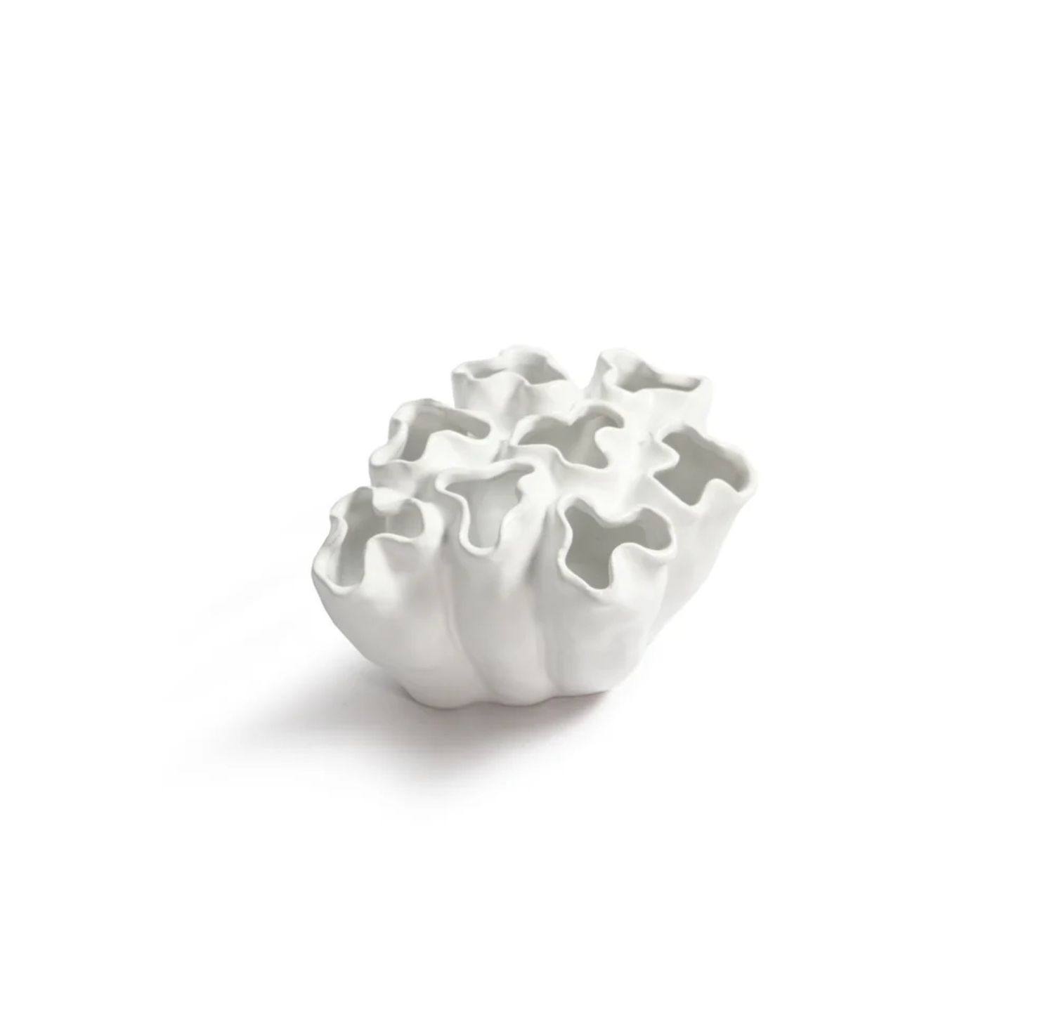 WHITE CERAMIC BLOSSOM CLUSTER VASE, Size: 5"H X 6.5" X 8.5" SKU-CCE34 (PK1)