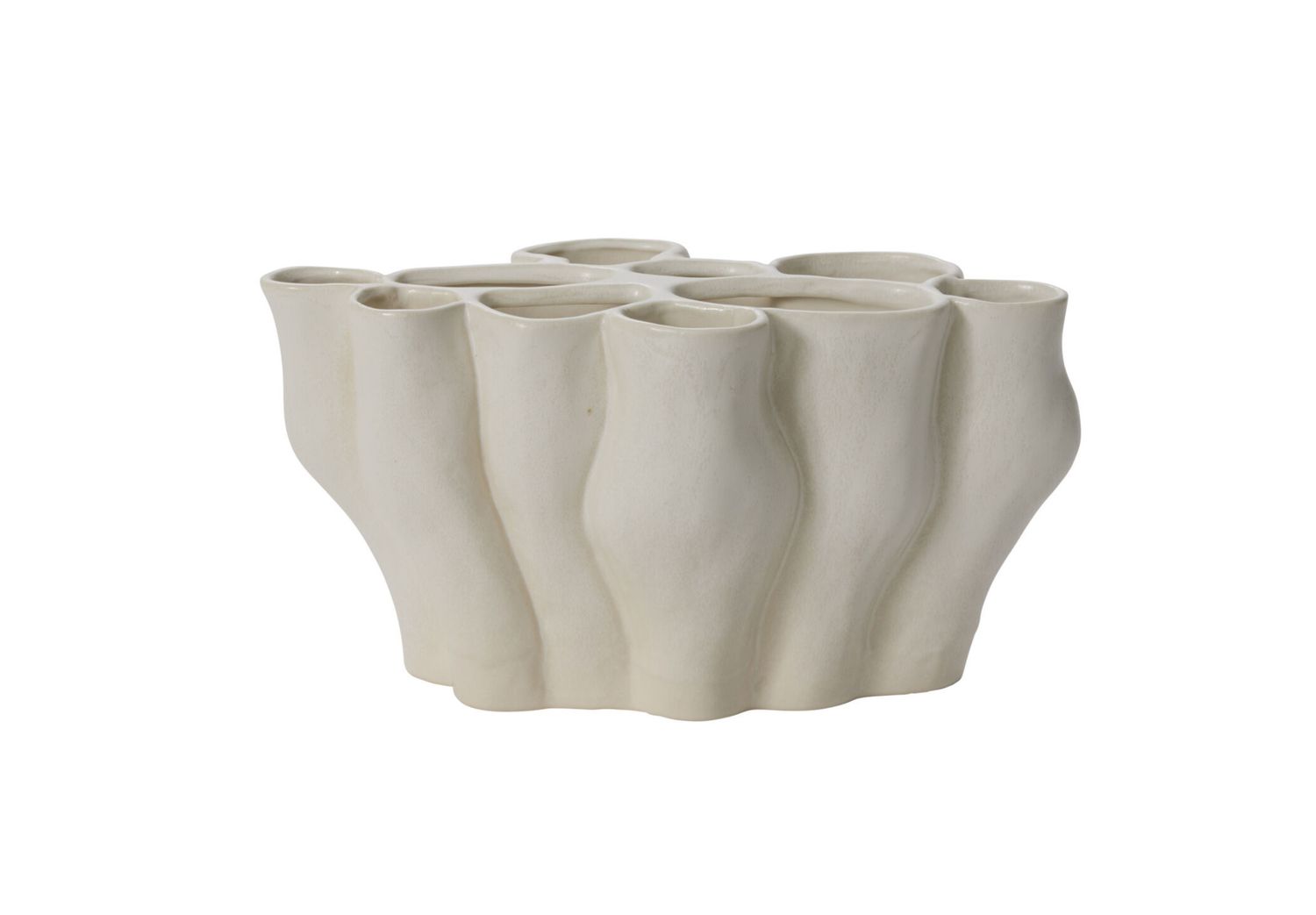 7"h x 6.75" x 14.25" White Ceramic Kado Vase