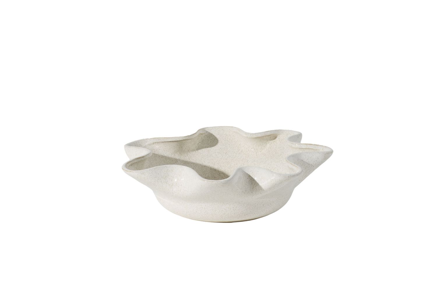 4.5”H X 17.75” OFF WHITE IVORY CERAMIC HALFORD BOWL
