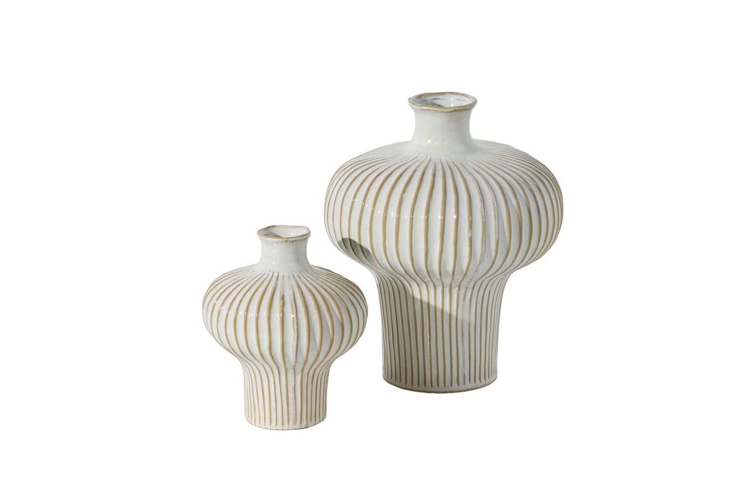 OFF WHITE IVORY CERAMIC AKITA VASE
