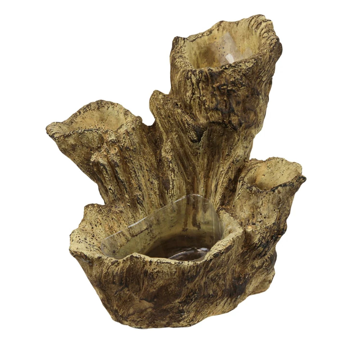 CERAMIC WOOD LIKE SCANO ROOT POT (Plastic Liner on center bowl only), Size: 8”H X 8.25” X 7.5” sku CCE31 (pk4)