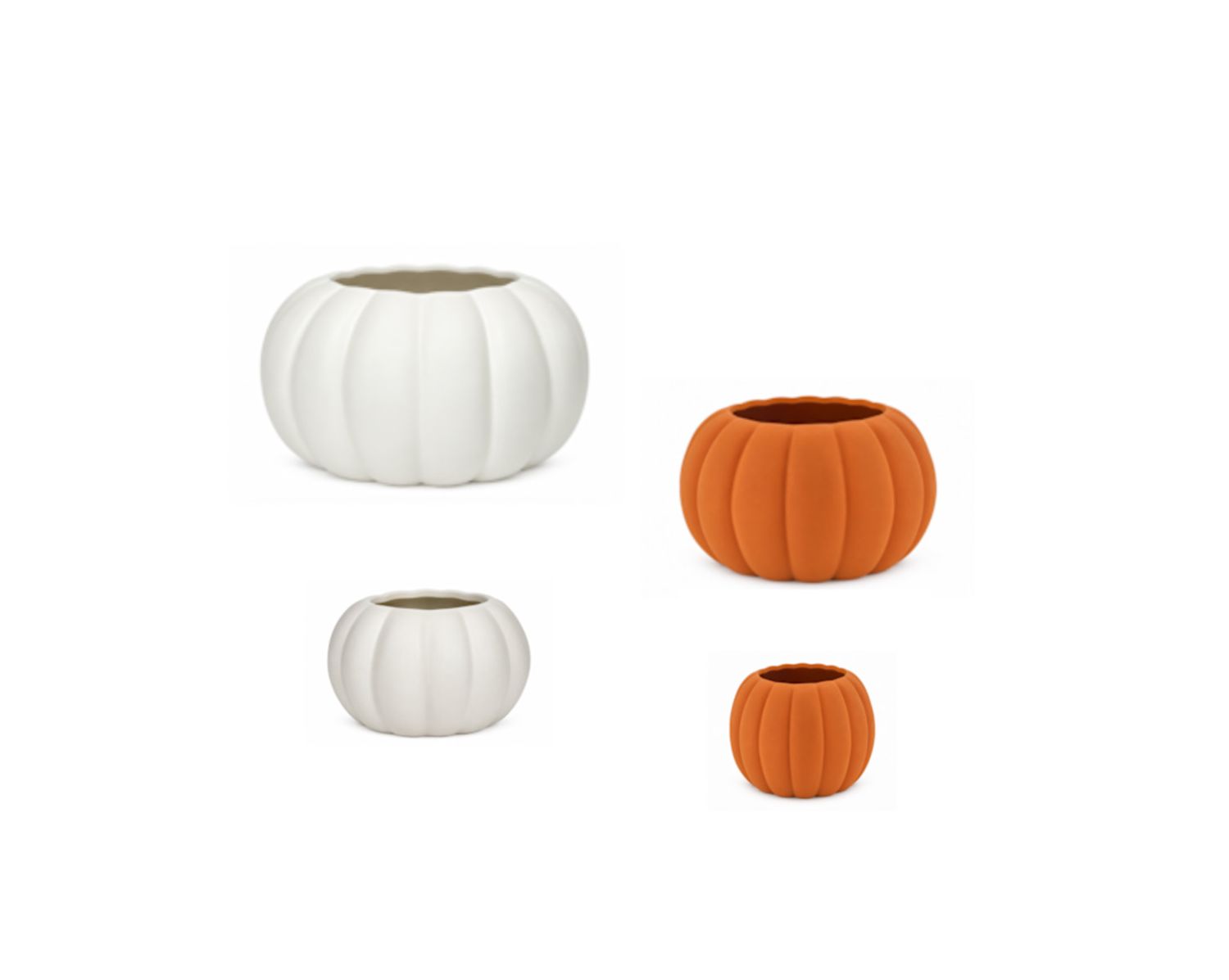 MATTE CERAMIC RIBBED PUMPKIN VASE/POTS
