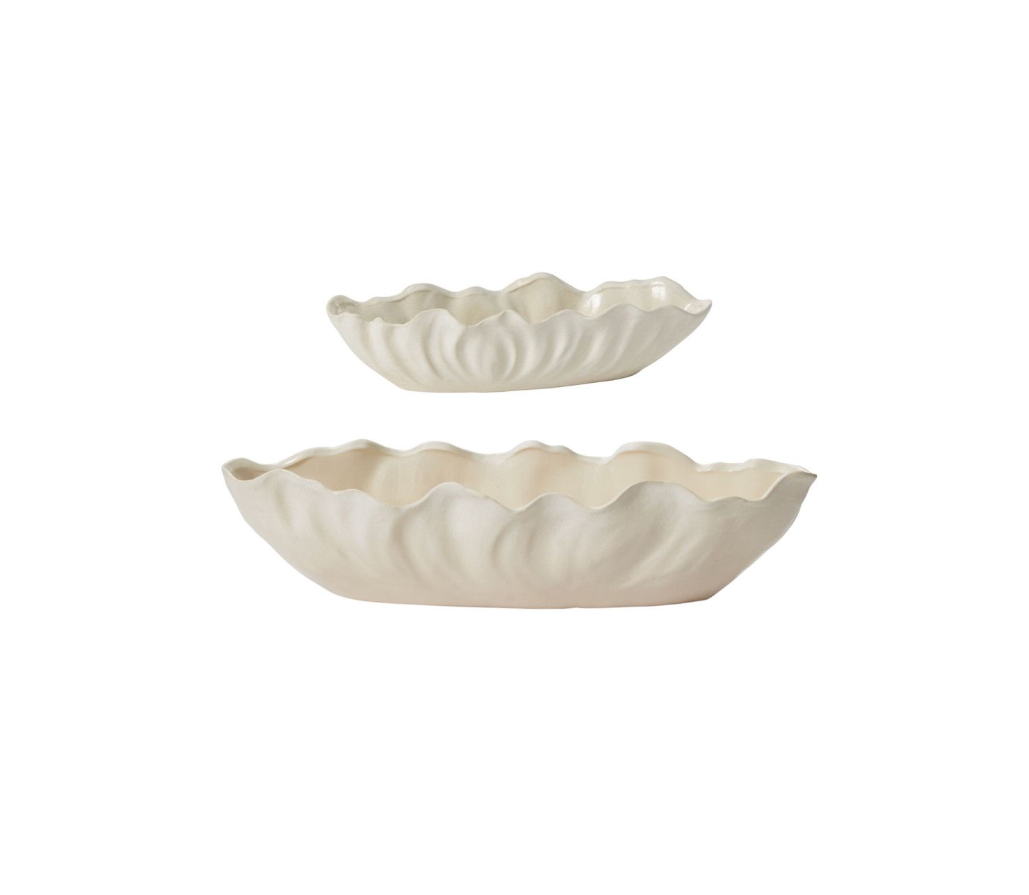 OFF-WHITE CERAMIC COASTLINE TROUGH BOAT VASE