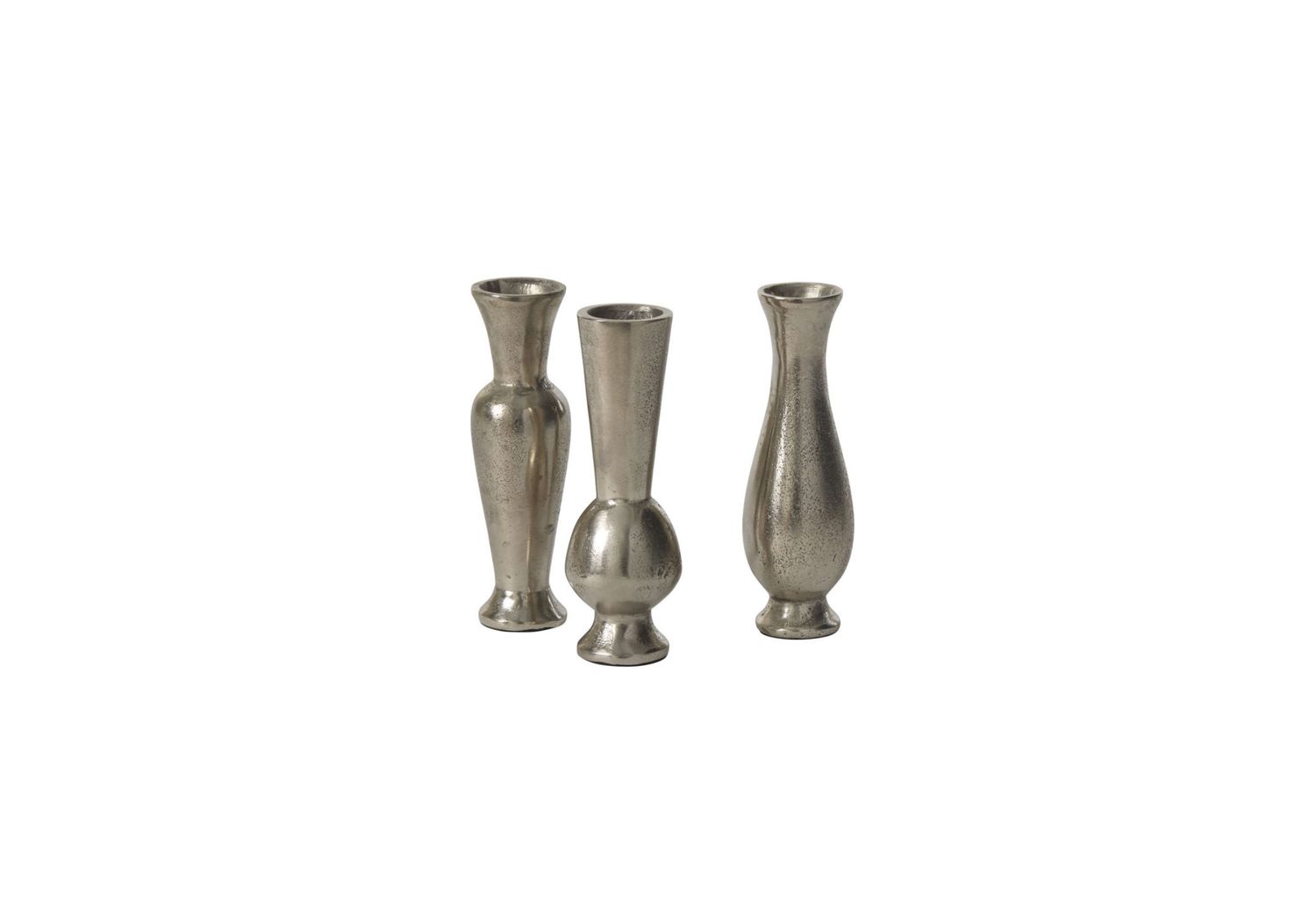 6” X 2” SILVER METAL HENNA BUDVASE (ONLY SOLD BY SET OF 3. PRICE PER SET)