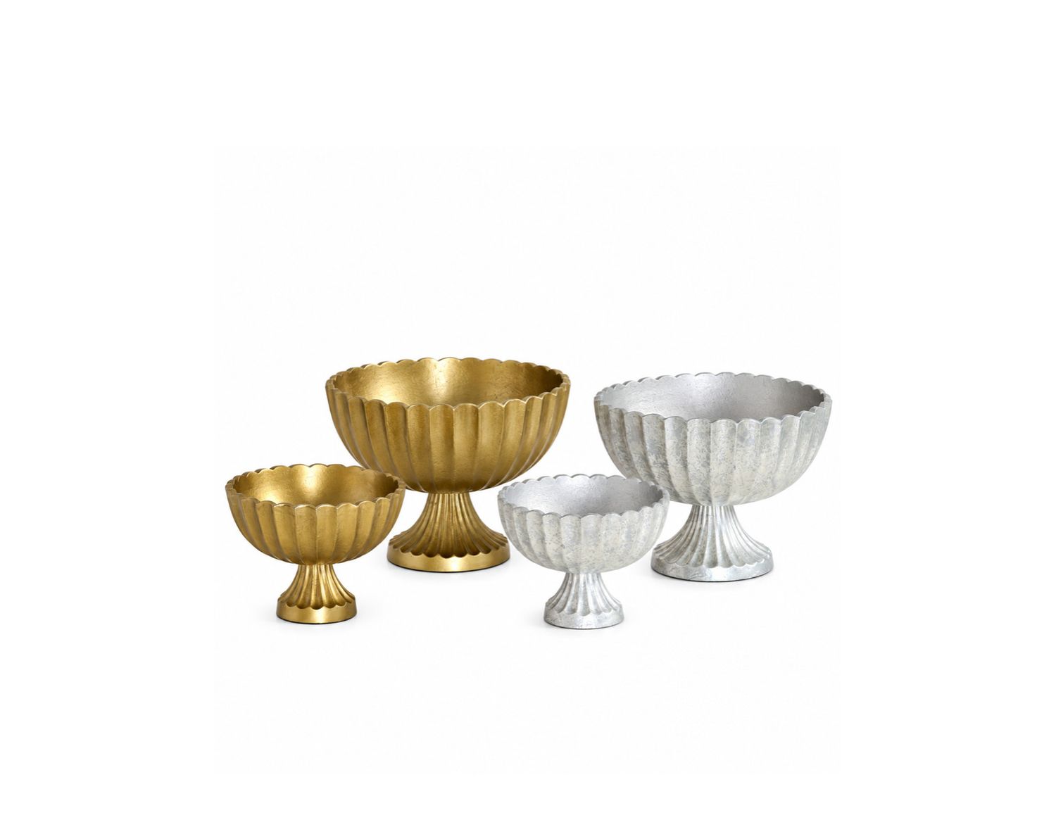 SCALLOPED FLUTED METAL COMPOTE BOWL