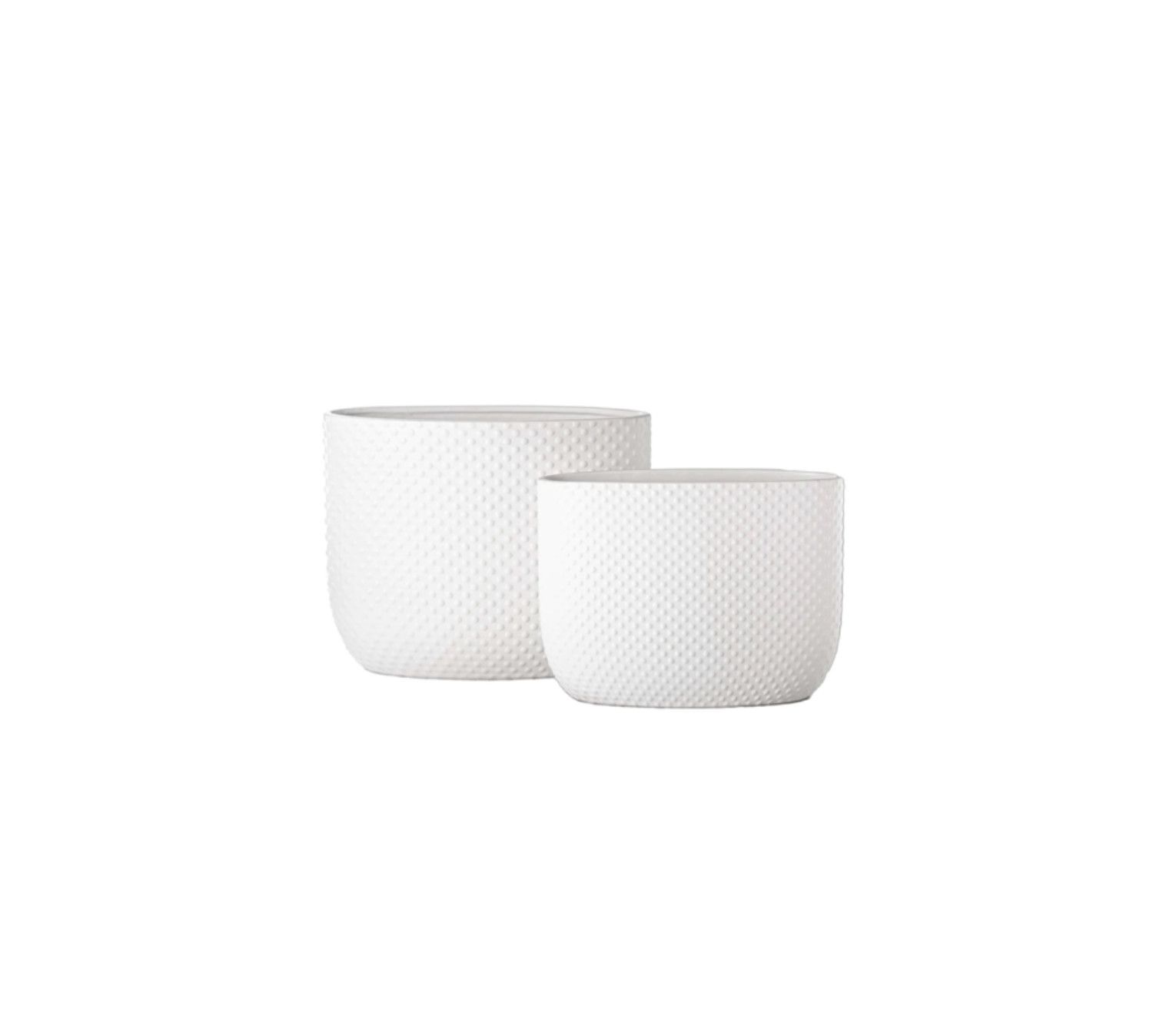 MATTE WHITE CERAMIC OVAL DOTTED VASE