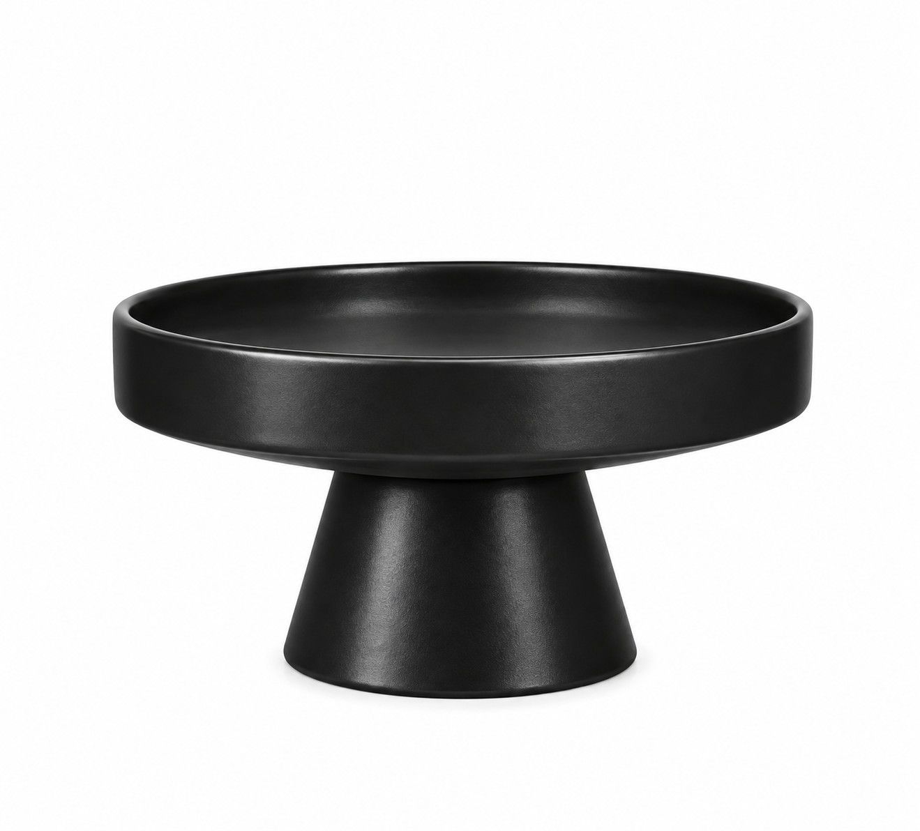 3.75"h x 6.5" CERAMIC LESLIE COMPOTE VASE, Color: BLACK sku QWC50115bk (pk24)