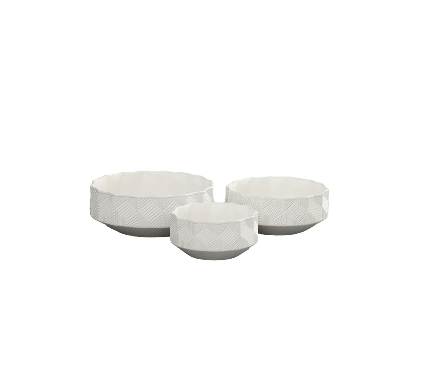 MATTE WHITE CERAMIC ILLUSION LOW BOWL POT