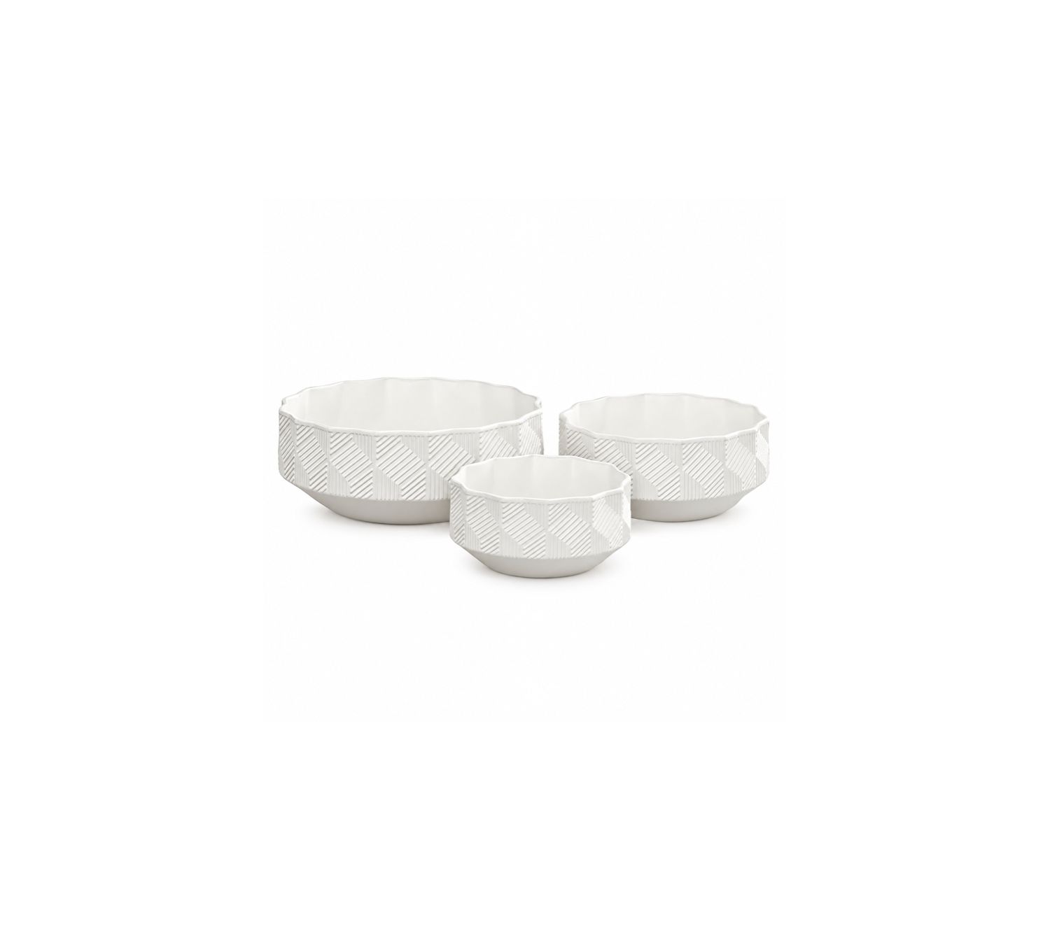 MATTE WHITE CERAMIC ILLUSION LOW BOWL POT